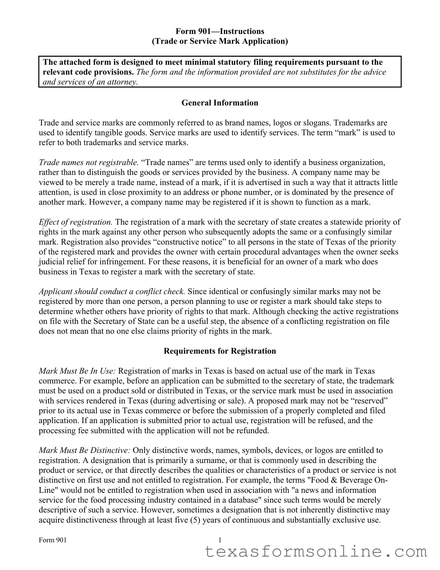 Blank 901 Texas PDF Form