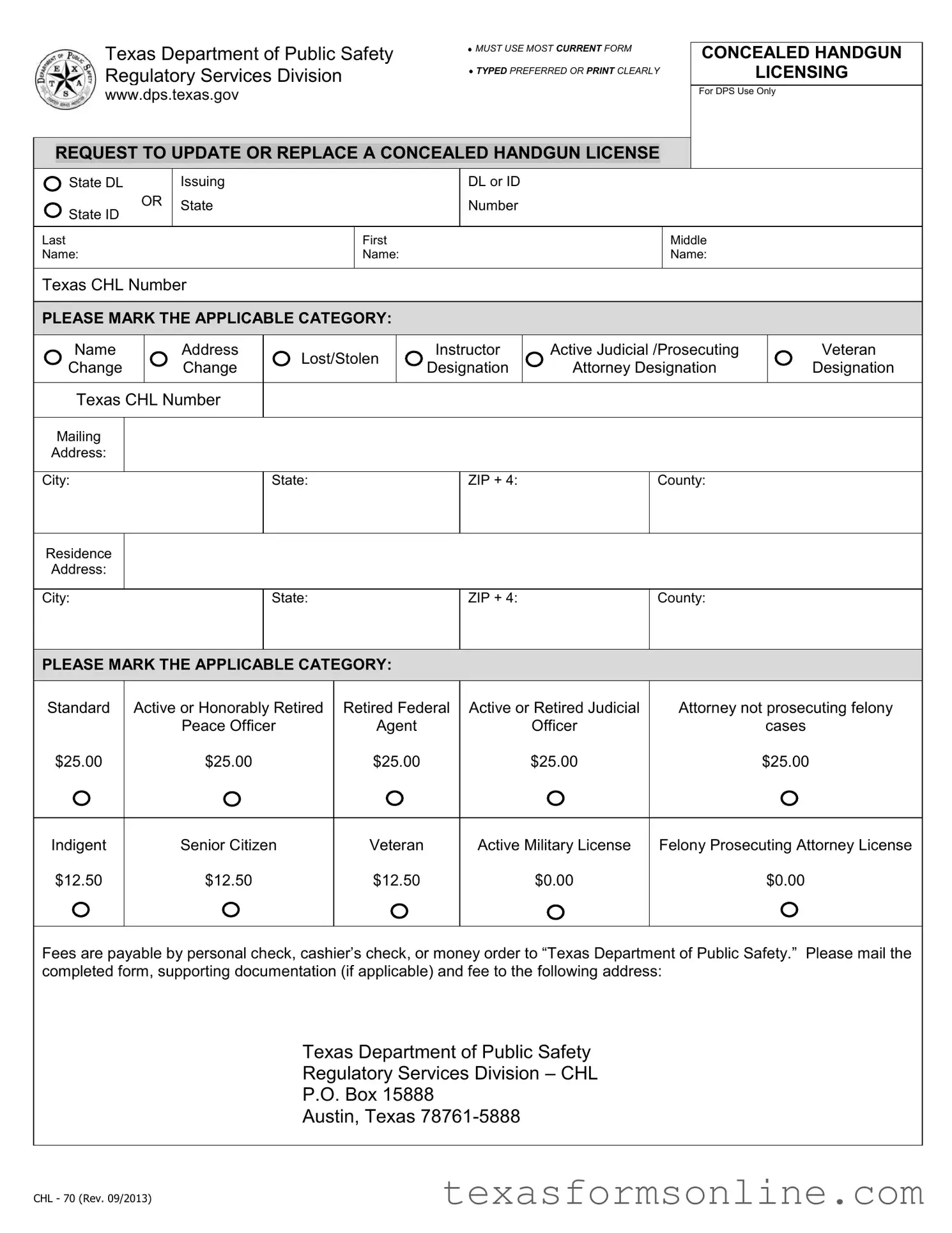 Blank Chl 70 Texas PDF Form