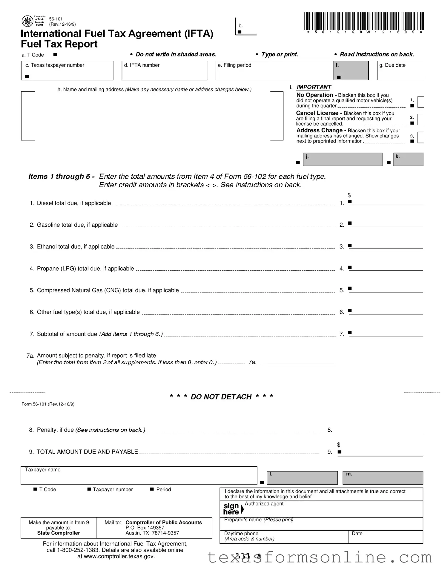 Blank Ifta Texas PDF Form