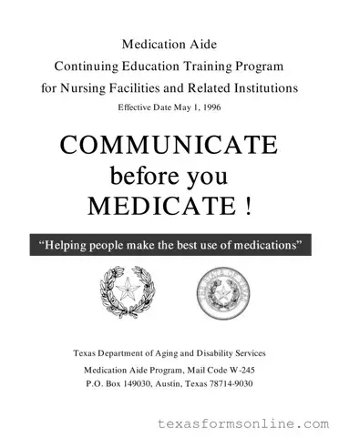 Blank Medication Aide Renewal In Texas PDF Form
