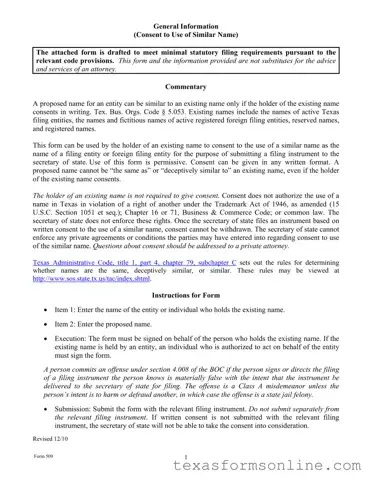 Blank Texas 509 PDF Form