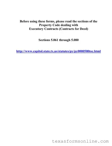 Blank Texas Contract For Deed PDF Form