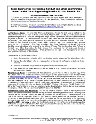 Blank Texas Ethics Of Engineering Exam PDF Form