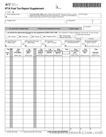 Blank Texas Ifta PDF Form