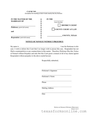 Blank Texas Notice Of Nonsuit PDF Form