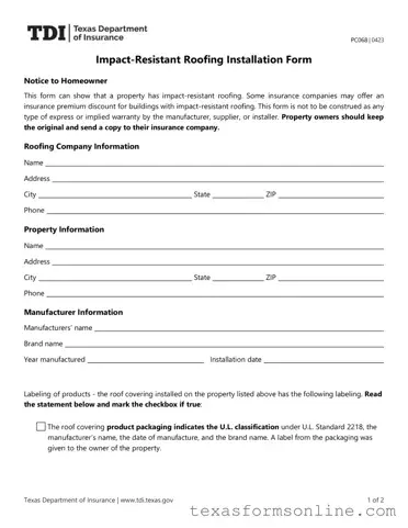 Blank Texas Pc068 PDF Form