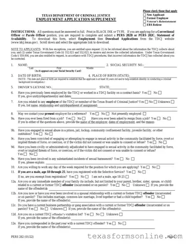 Blank Texas Pers 282 PDF Form