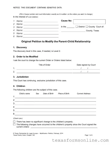 Blank Texas Petition To Modify PDF Form