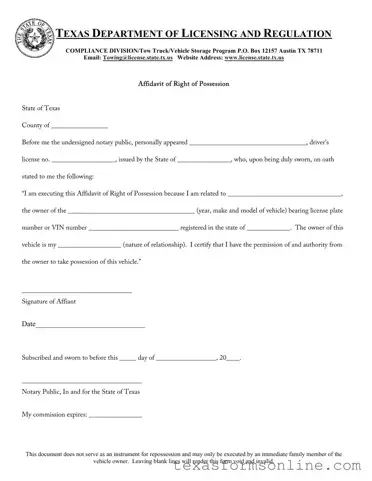 Blank Texas Possession PDF Form