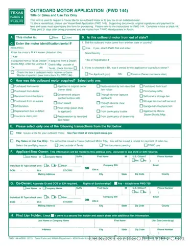 Blank Texas Pwd 144 PDF Form