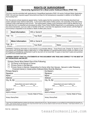 Blank Texas Pwd 790 PDF Form