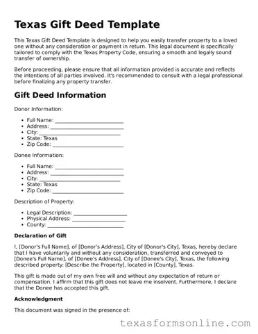 Official Texas Gift Deed Document