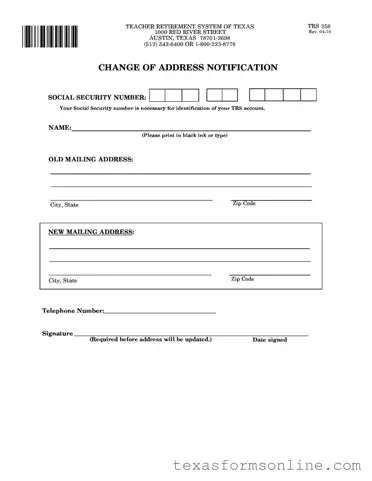 Blank Texas Trs 358 PDF Form