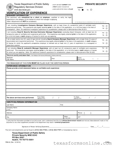 Blank Texas Verification PDF Form