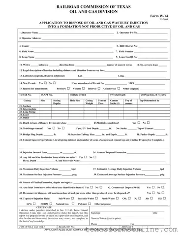 Blank Texas W 14 PDF Form