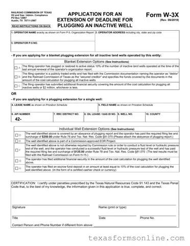 Blank Texas W 3X PDF Form