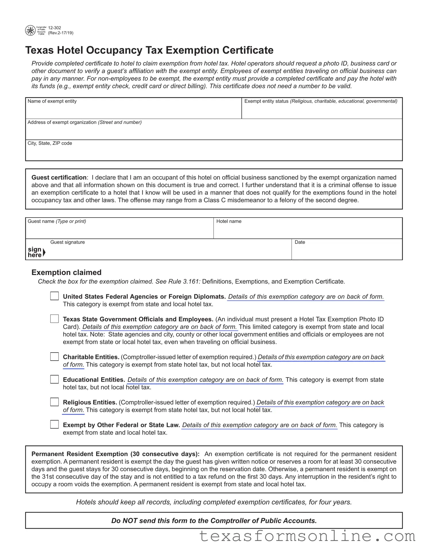 Blank Texas 12 302 PDF Form
