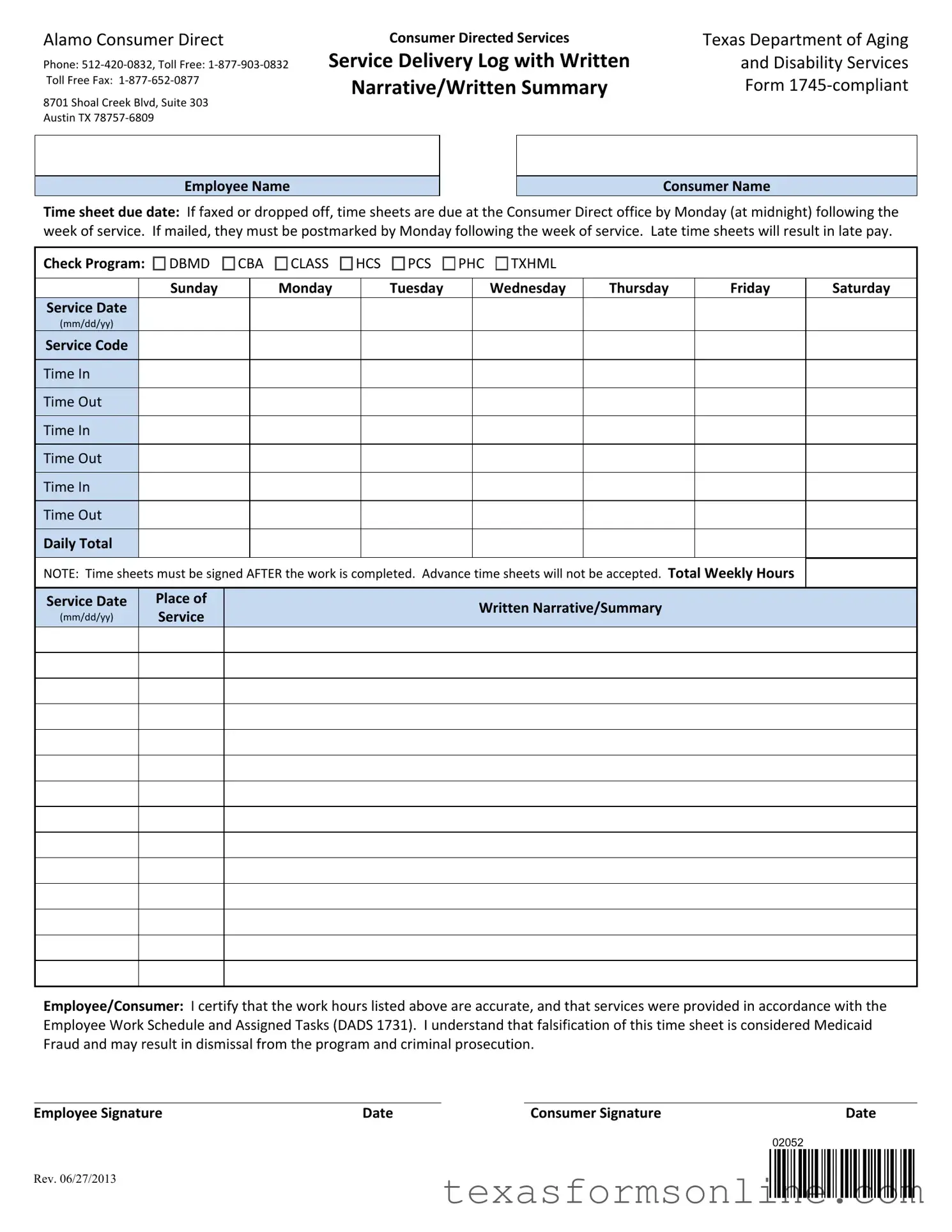 Blank Texas 1745 PDF Form