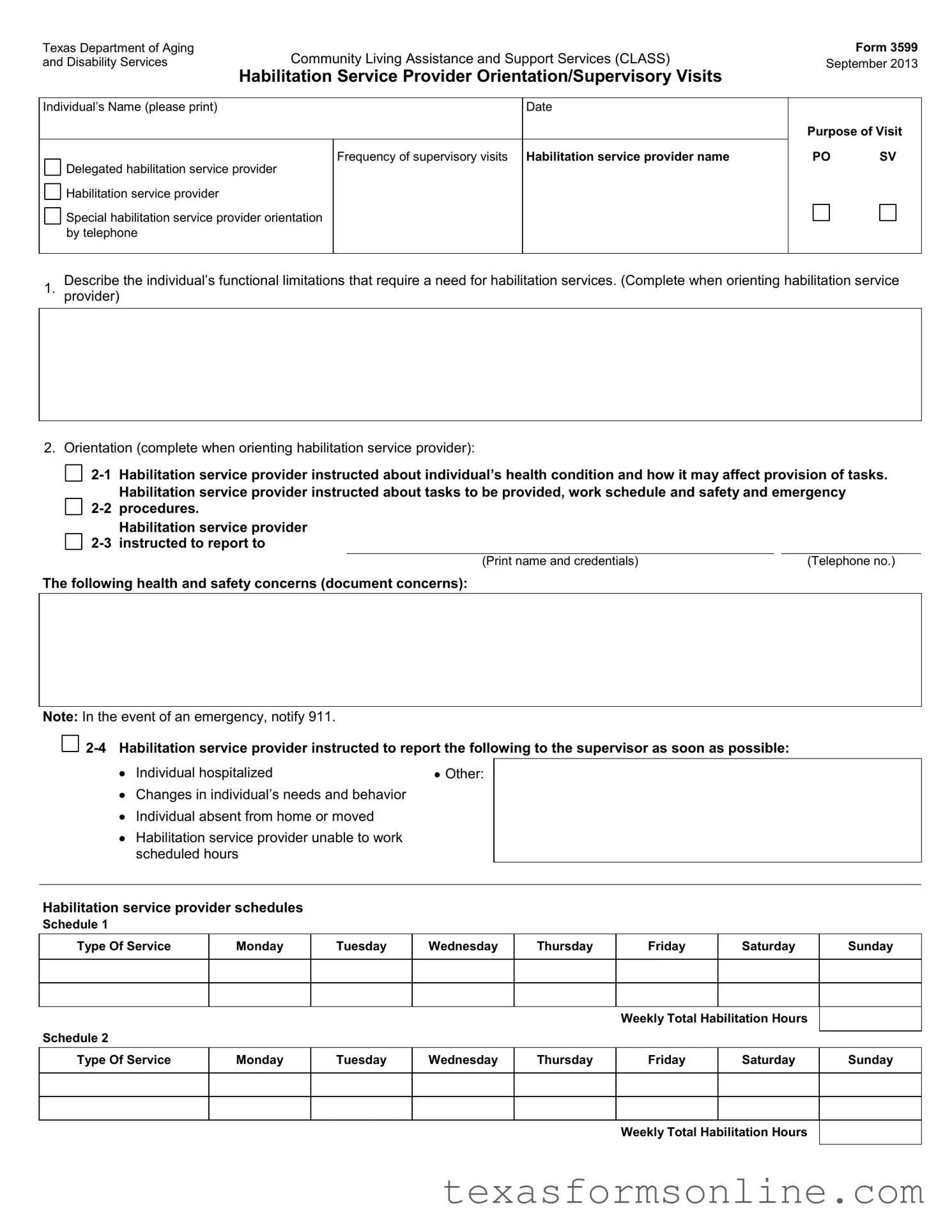 Blank Texas 3599 PDF Form