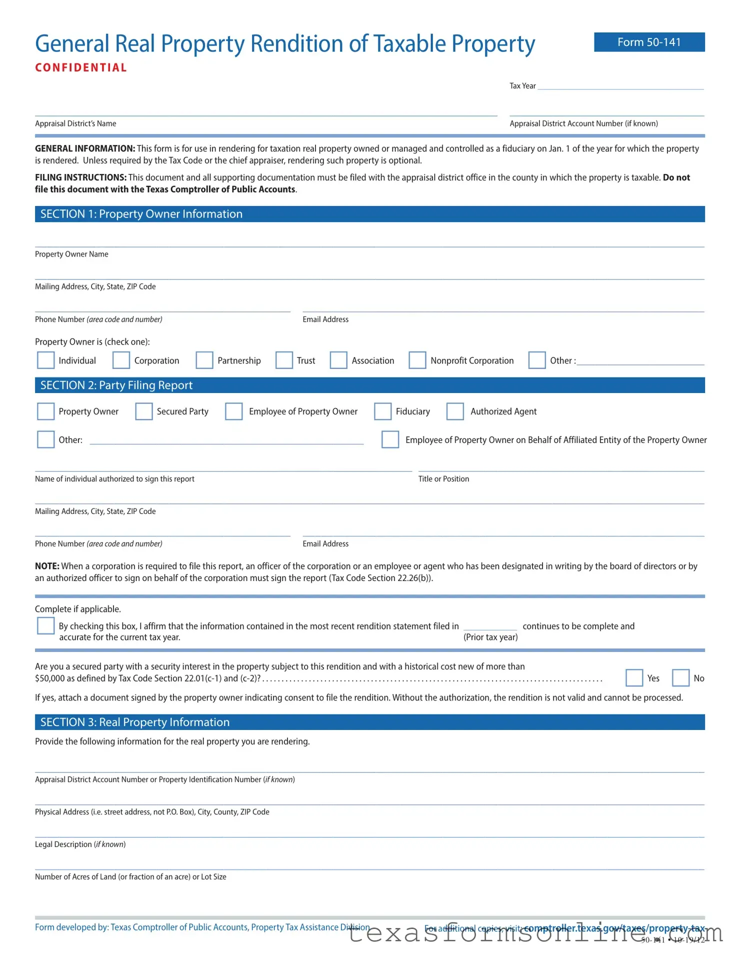 Blank Texas 50 141 PDF Form