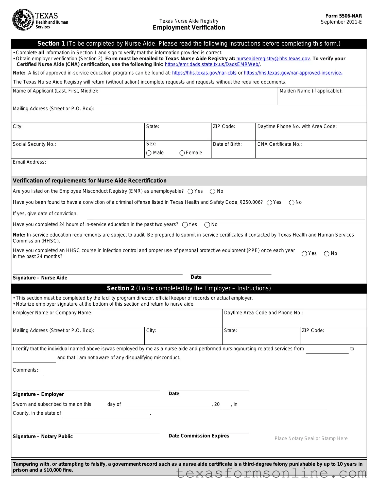 Blank Texas 5506 Nar PDF Form