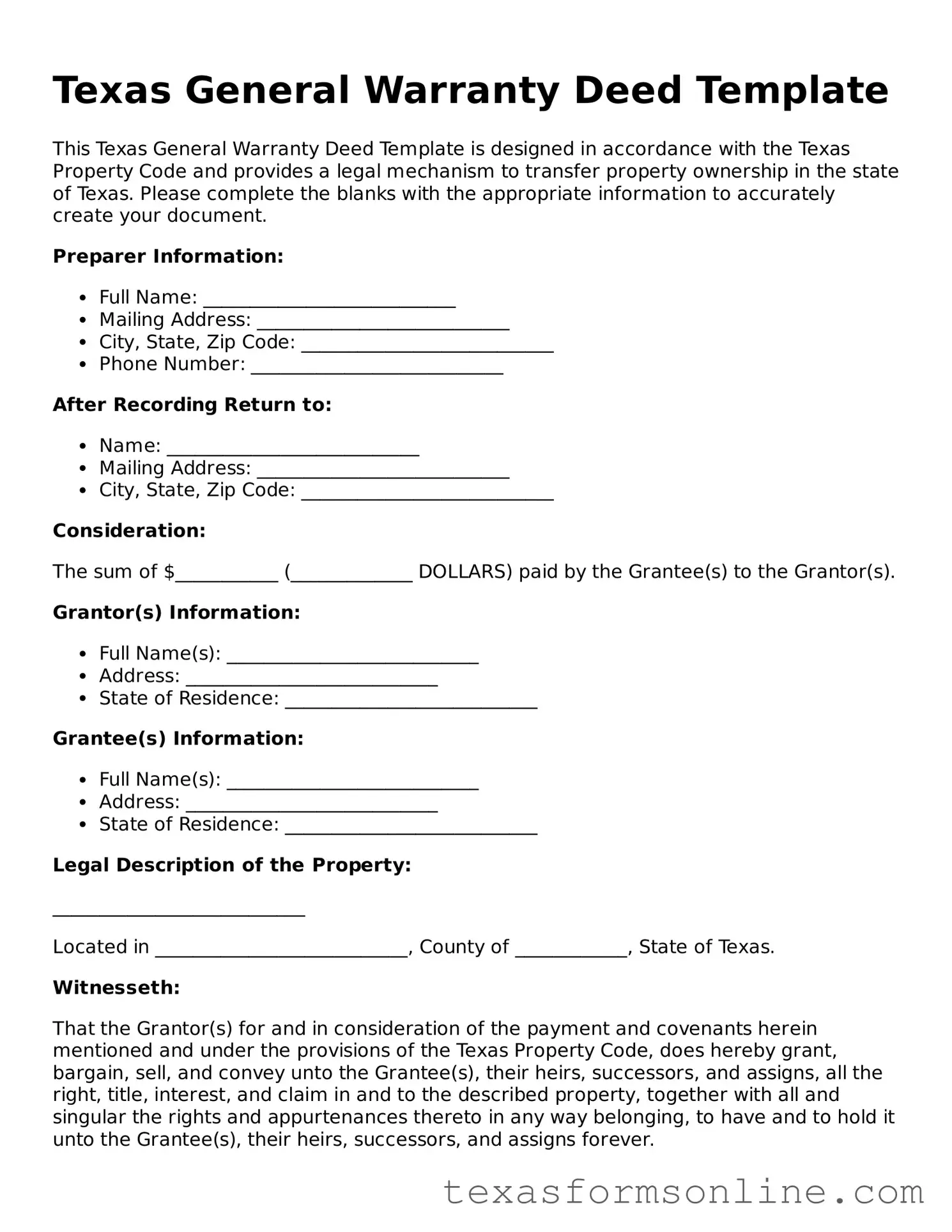 Official Texas Deed Document