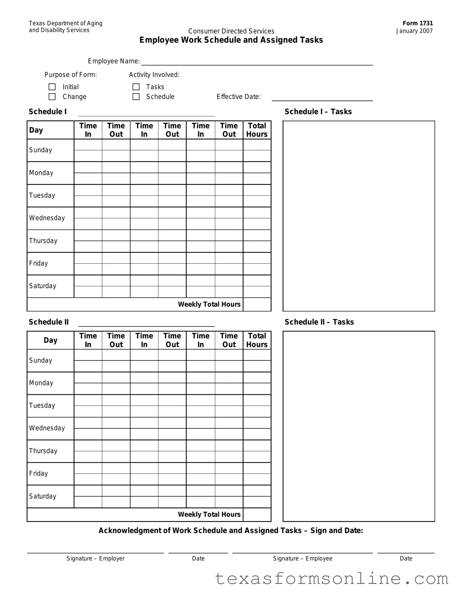 Blank Texas Department Of Aging And Disability Services PDF Form