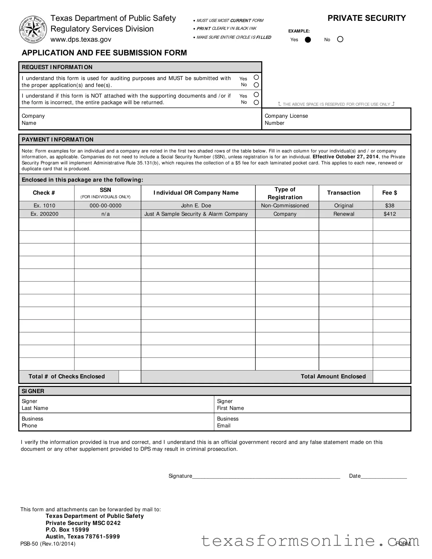 Blank Texas Department Of Public Safety PDF Form