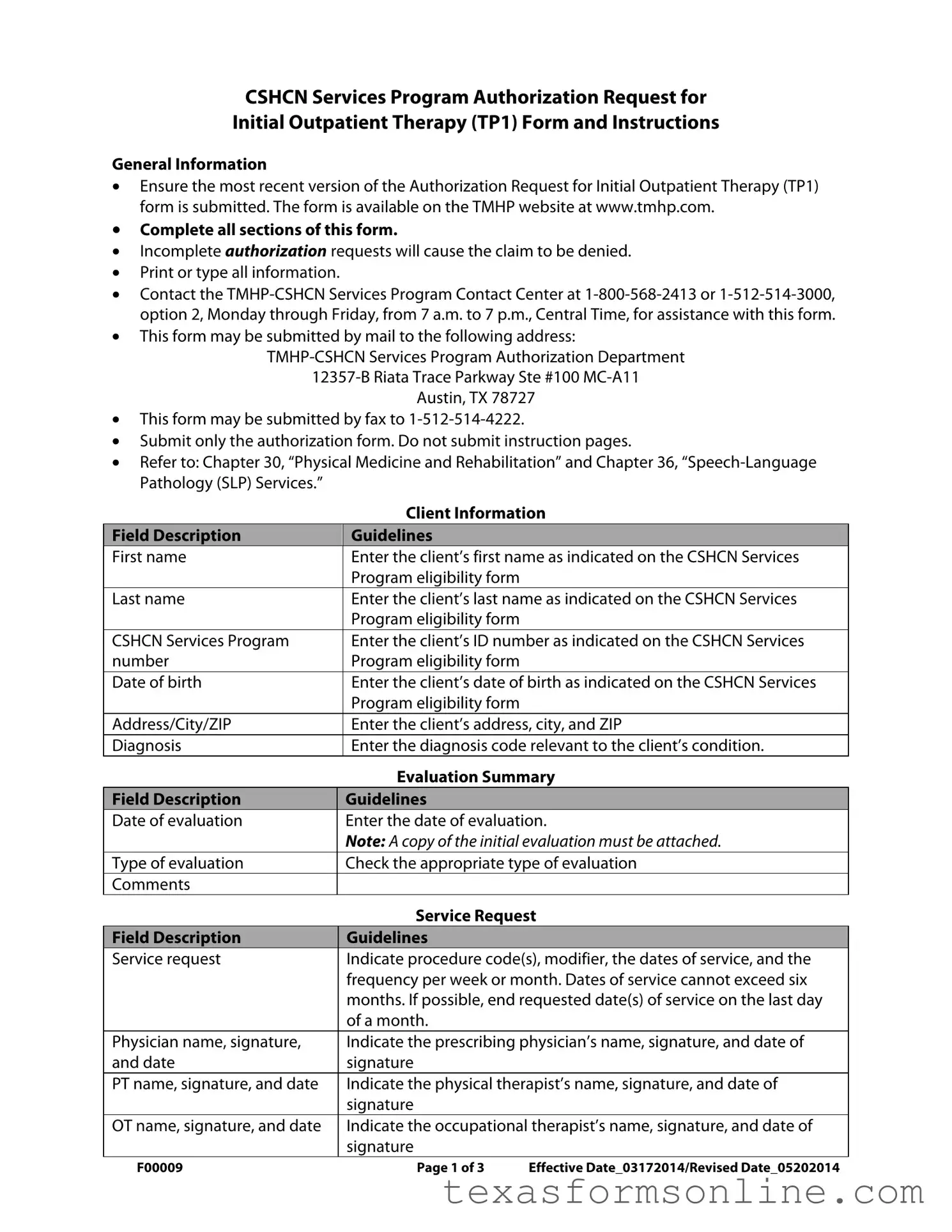 Blank Texas Medicaid Tp 1 PDF Form