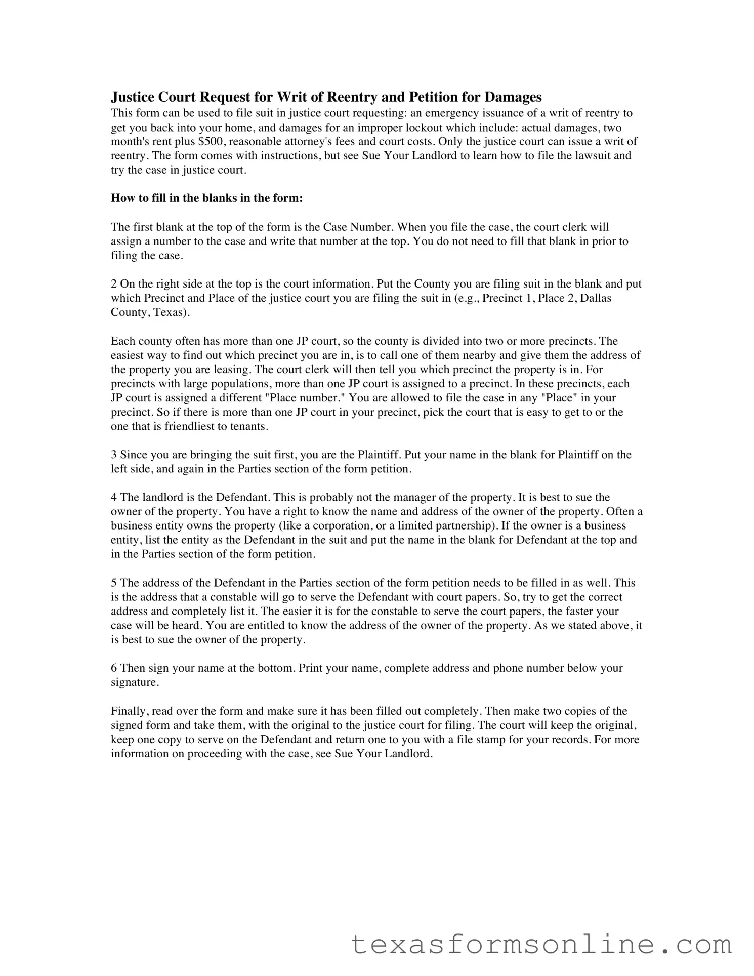 Blank Texas Plaintiffs Petition PDF Form
