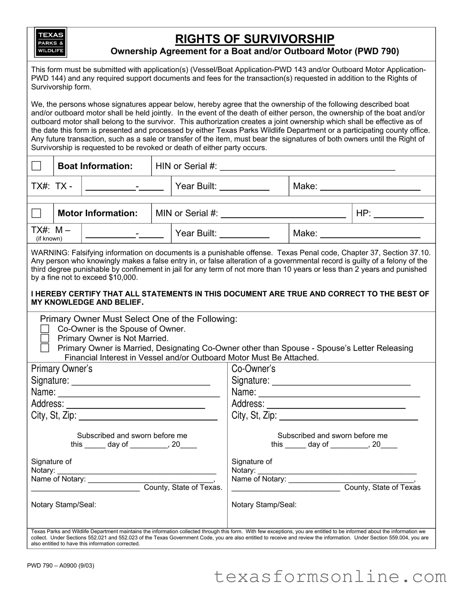 Blank Texas Pwd 790 PDF Form