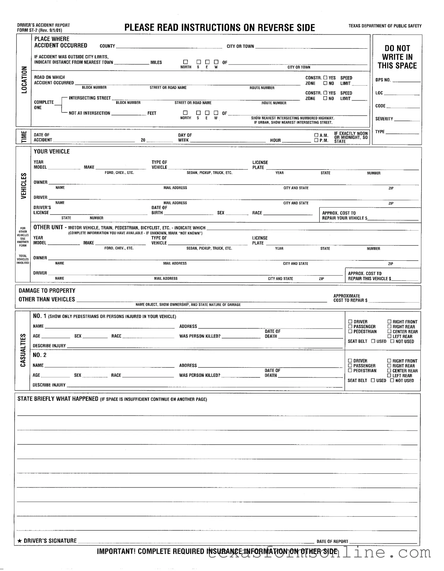 Blank Texas St 2 PDF Form
