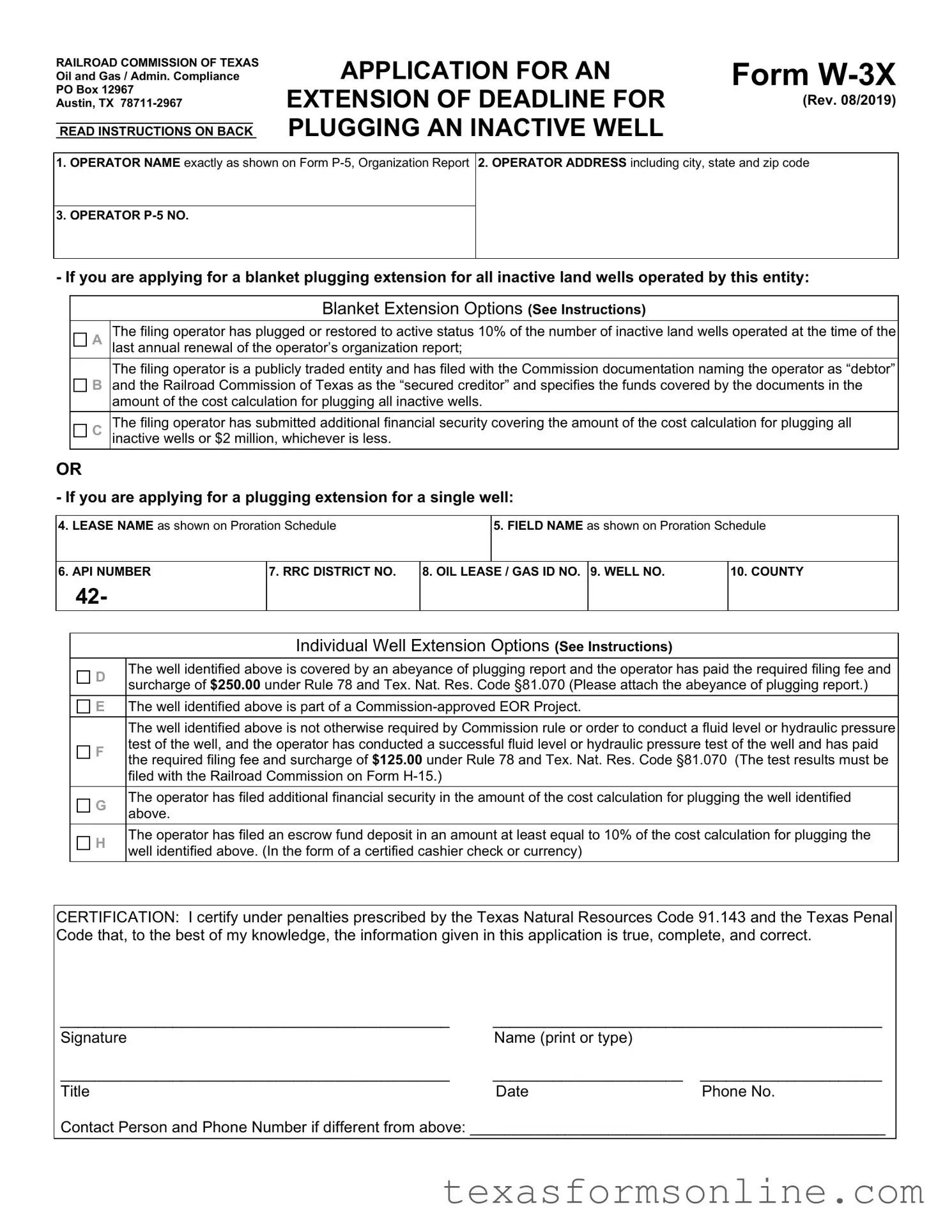 Blank Texas W 3X PDF Form